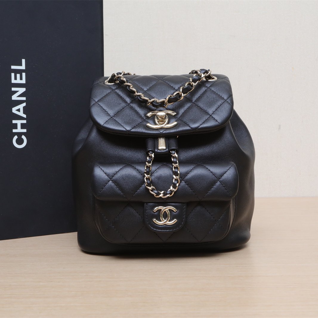 *CHANEL Duma Drawstring Flap Backpack, Single Pocket, Small Size, 18cm-Hana Vintage