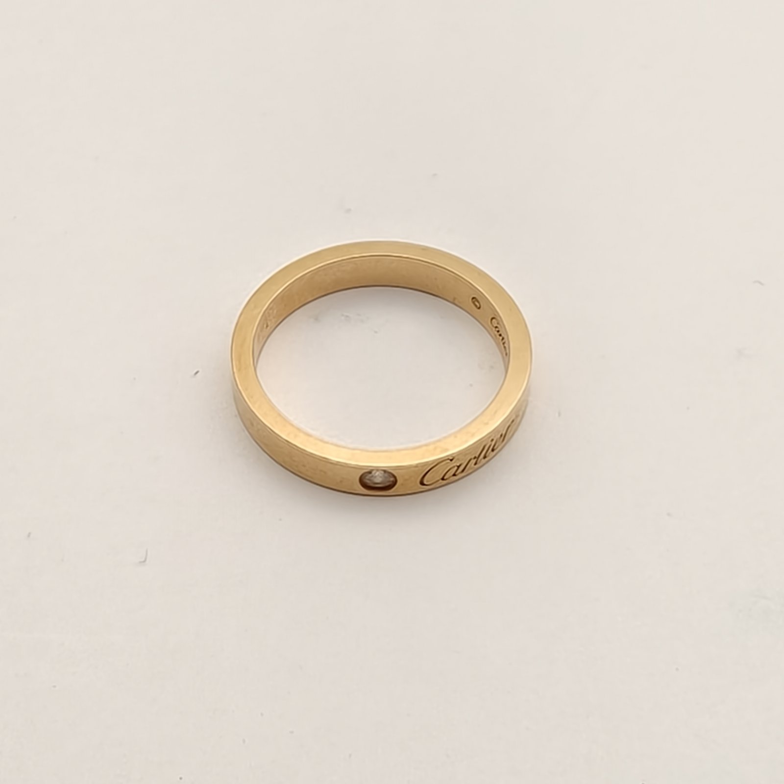 CARTIER C DE CARTIER Collection Single Diamond Narrow Ring 18K Rose Gold,Diamond-Hana Vintage