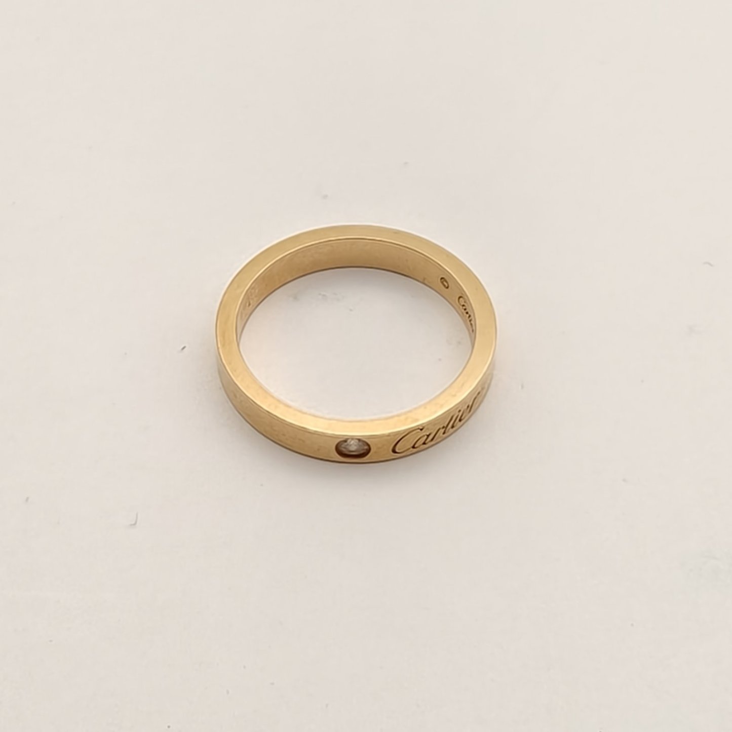 CARTIER C DE CARTIER Collection Single Diamond Narrow Ring 18K Rose Gold,Diamond-Hana Vintage