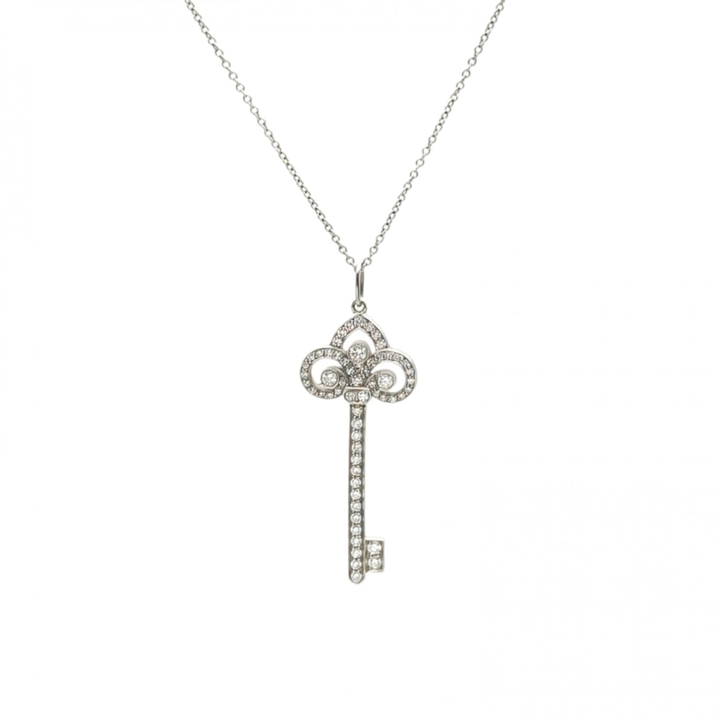 TIFFANY&CO Tiffany Keys Fleur de Lis Medium 3.8cm Diamond Stud Earring Platinum 950,Diamond-Hana Vintage
