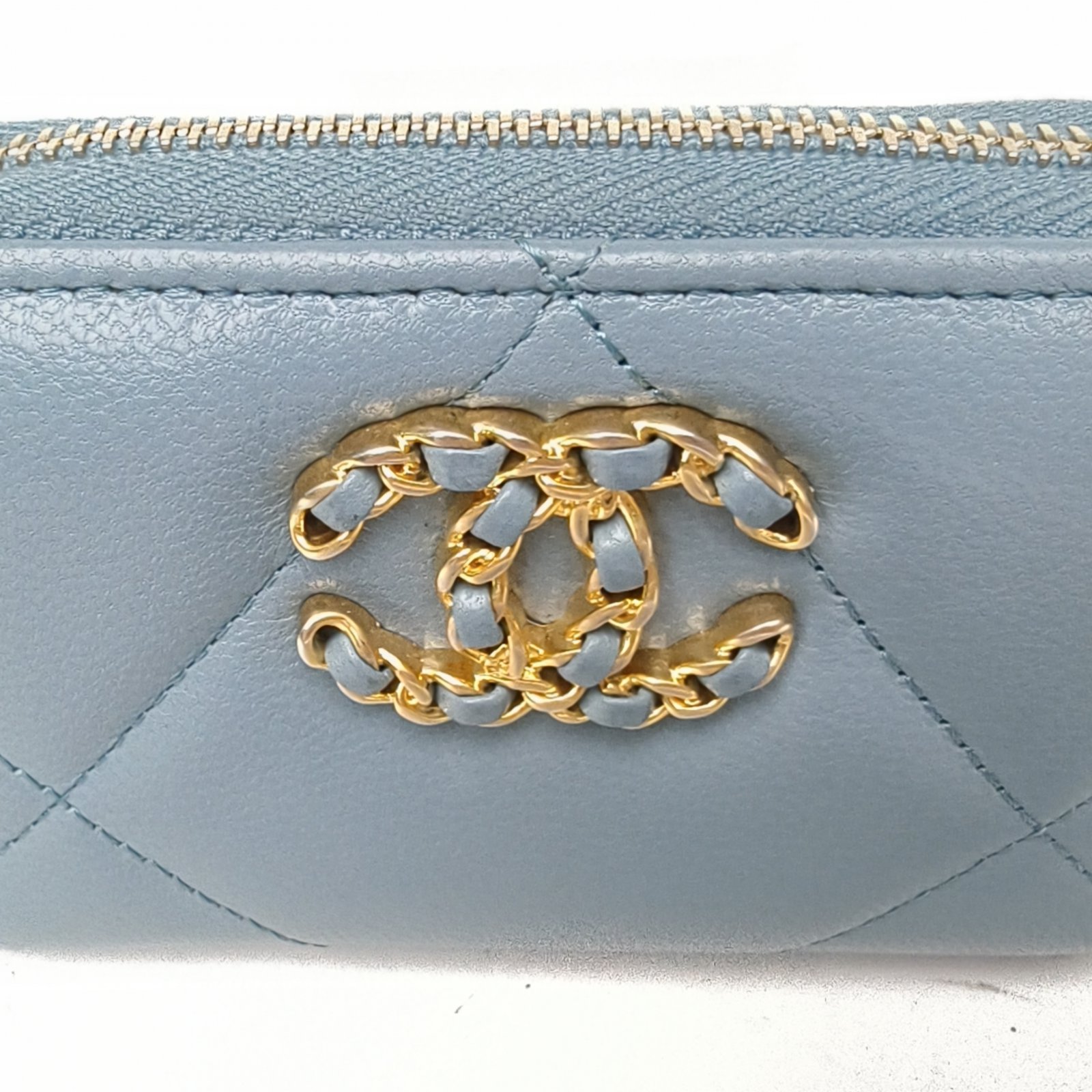 *CHANEL Blue 2020 Gold Hardware 19bag Wallet Card Holder-Hana Vintage
