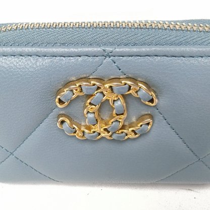 *CHANEL Blue 2020 Gold Hardware 19bag Wallet Card Holder-Hana Vintage
