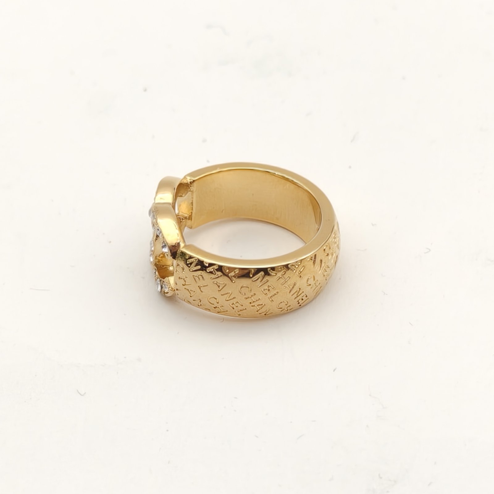 CHANEL 24P Double C Diamond Logo Ring Alloy-Hana Vintage