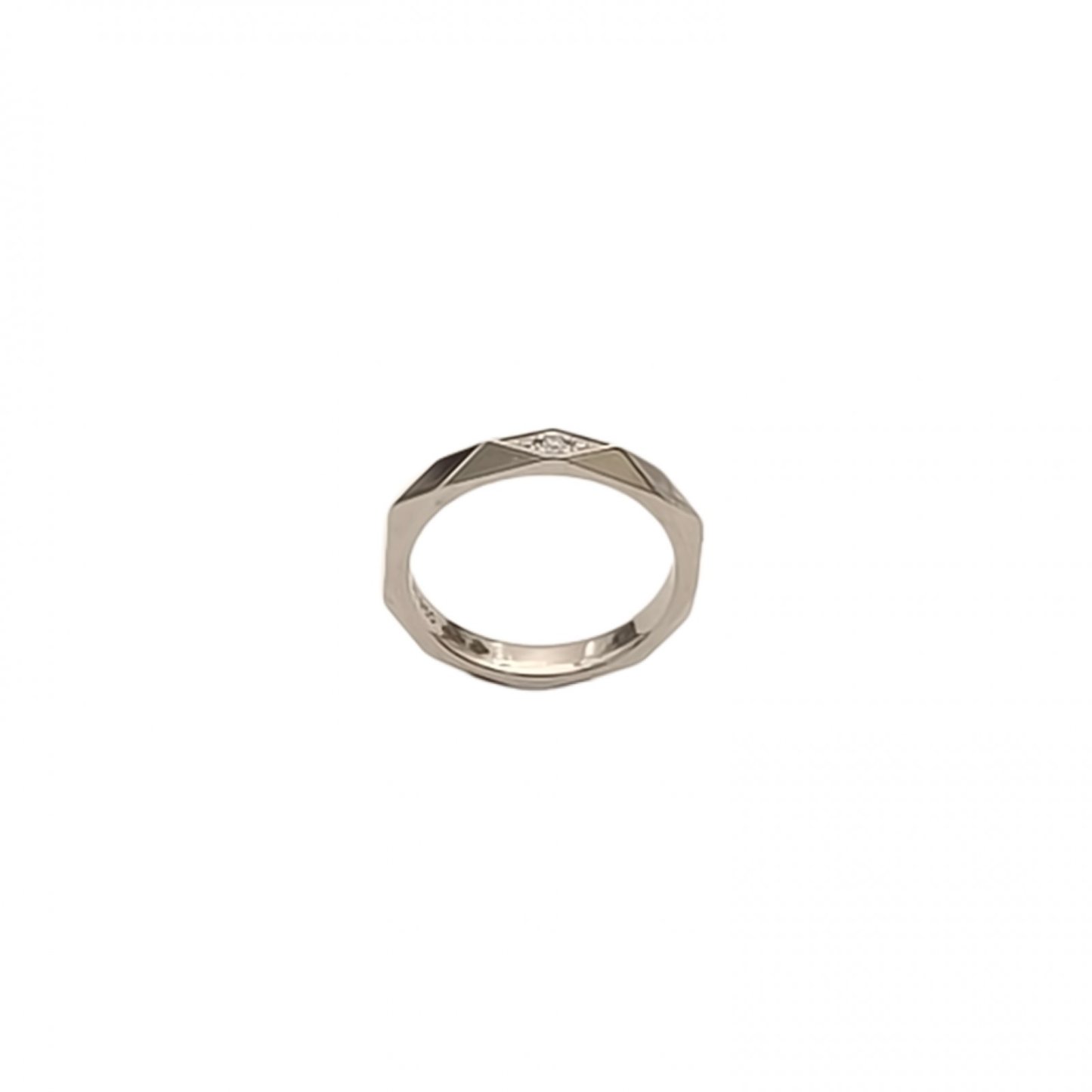 Boucheron Facette Collection Geometric Design Ring 47 Platinum 950,Diamond