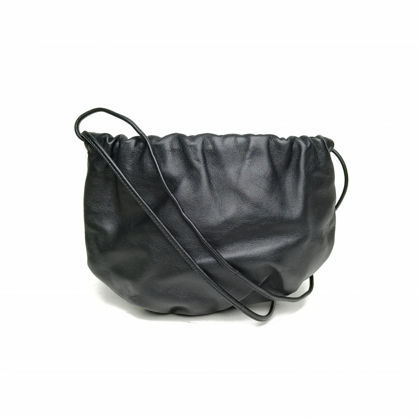 BOTTEGA VENETA Black Gold Hardware bv pleated drawstring crossbody bag cloud-Hana Vintage