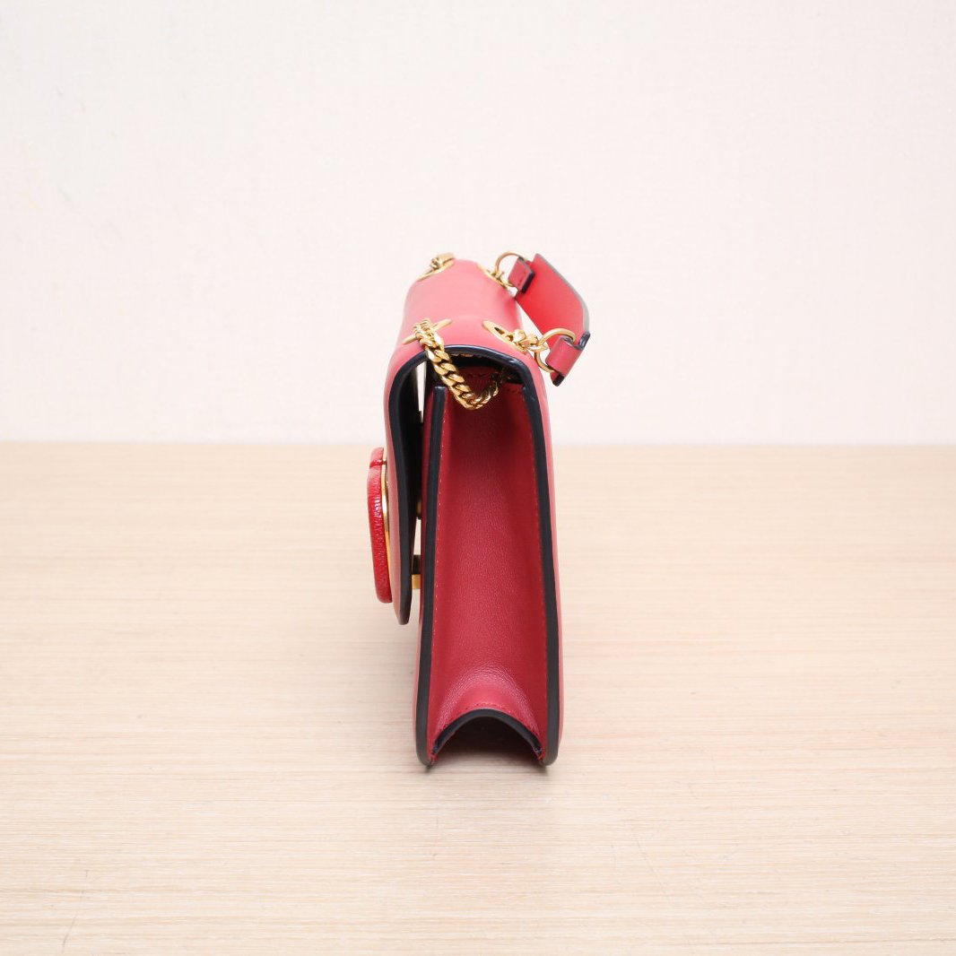 *VALENTINO Red New Logo Saddle Chain Bag, Small Size, 20CM-Hana Vintage