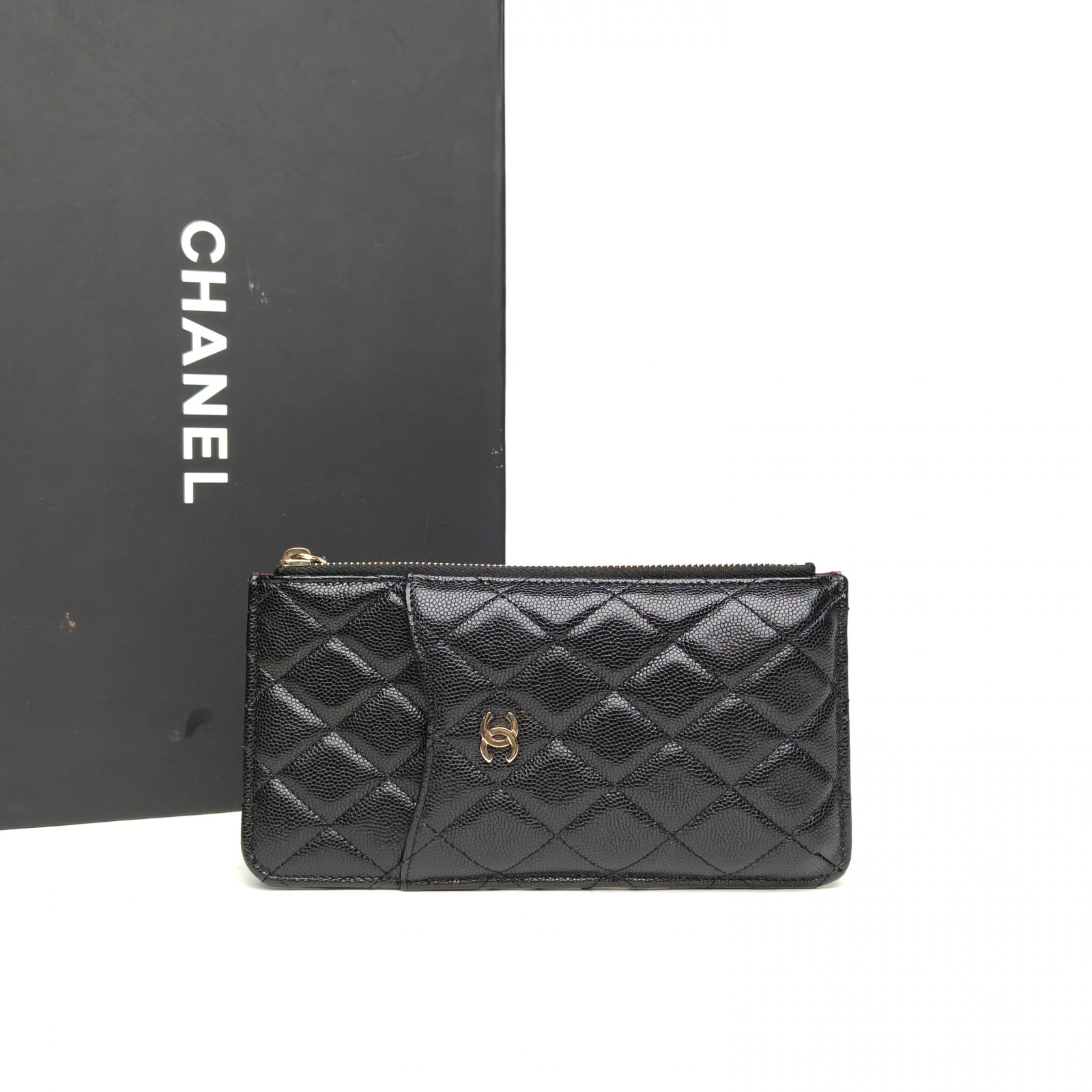*CHANEL Black 2020 Gold Hardware Long Phone Case Card Holder-Hana Vintage