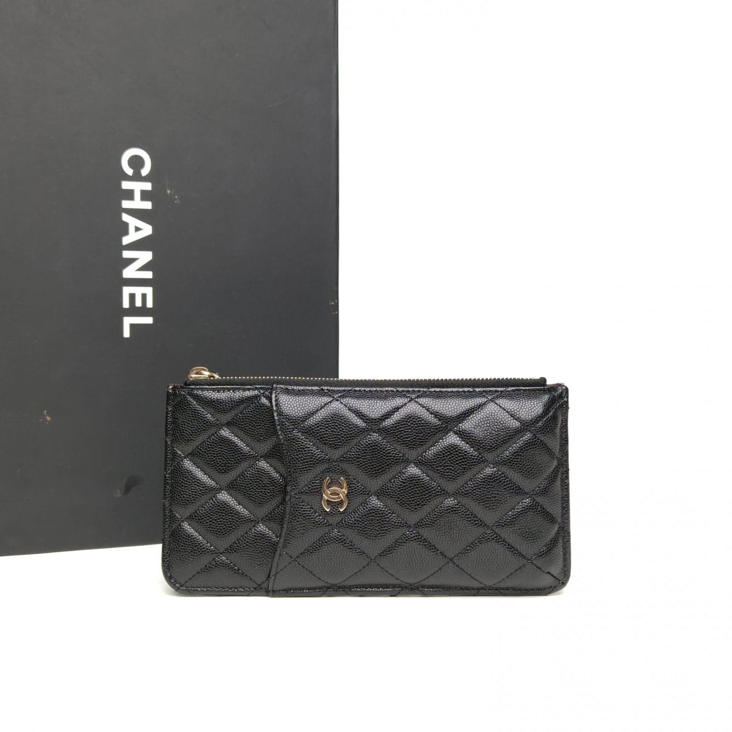 *CHANEL Black 2020 Gold Hardware Long Phone Case Card Holder-Hana Vintage