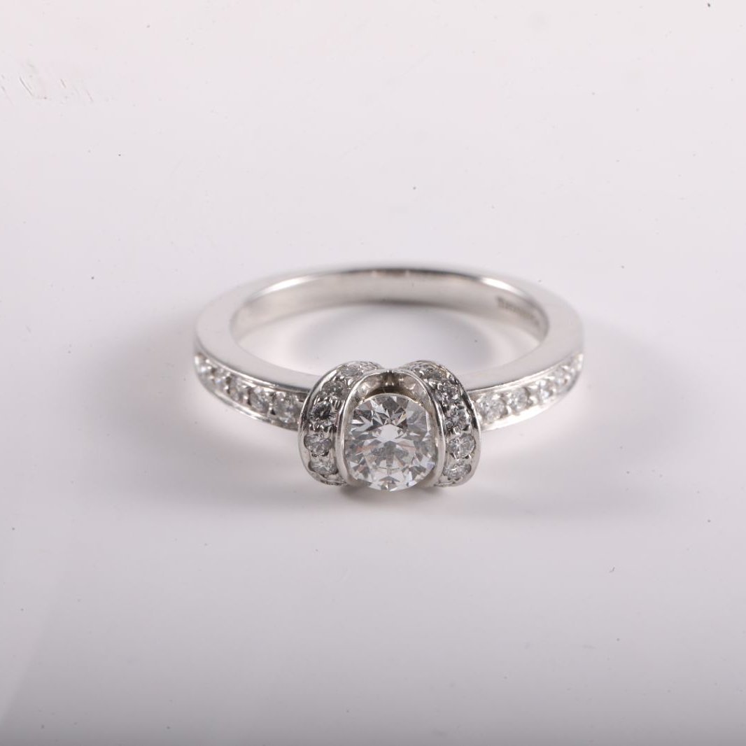 TIFFANY&CO Ribbon Diamond Ring 0.46ct 50 Platinum 950,Diamond-Hana Vintage