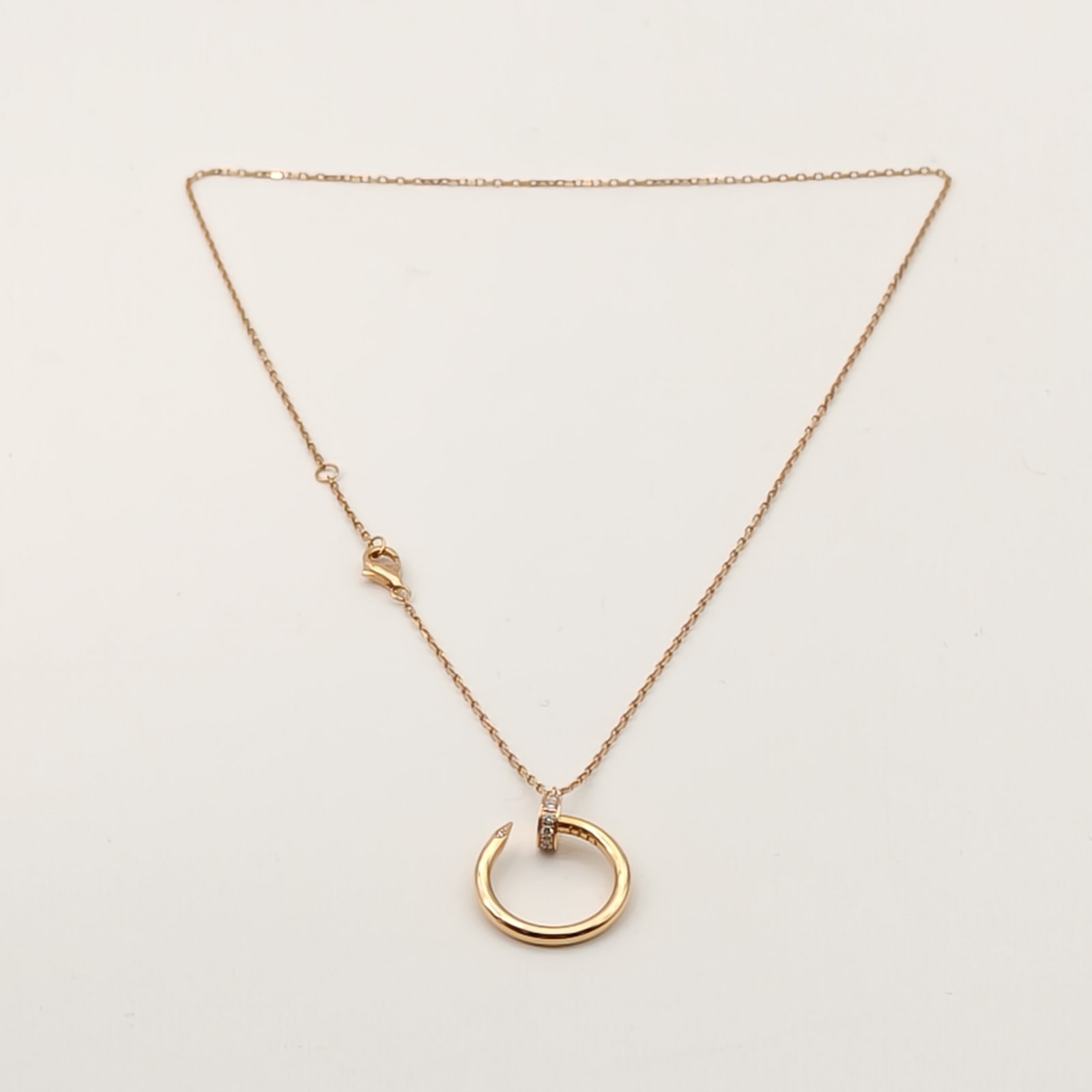 CARTIER JUSTE UN CLOU 18K Gold 14 Diamonds Necklace 18K Rose Gold,Diamond-Hana Vintage