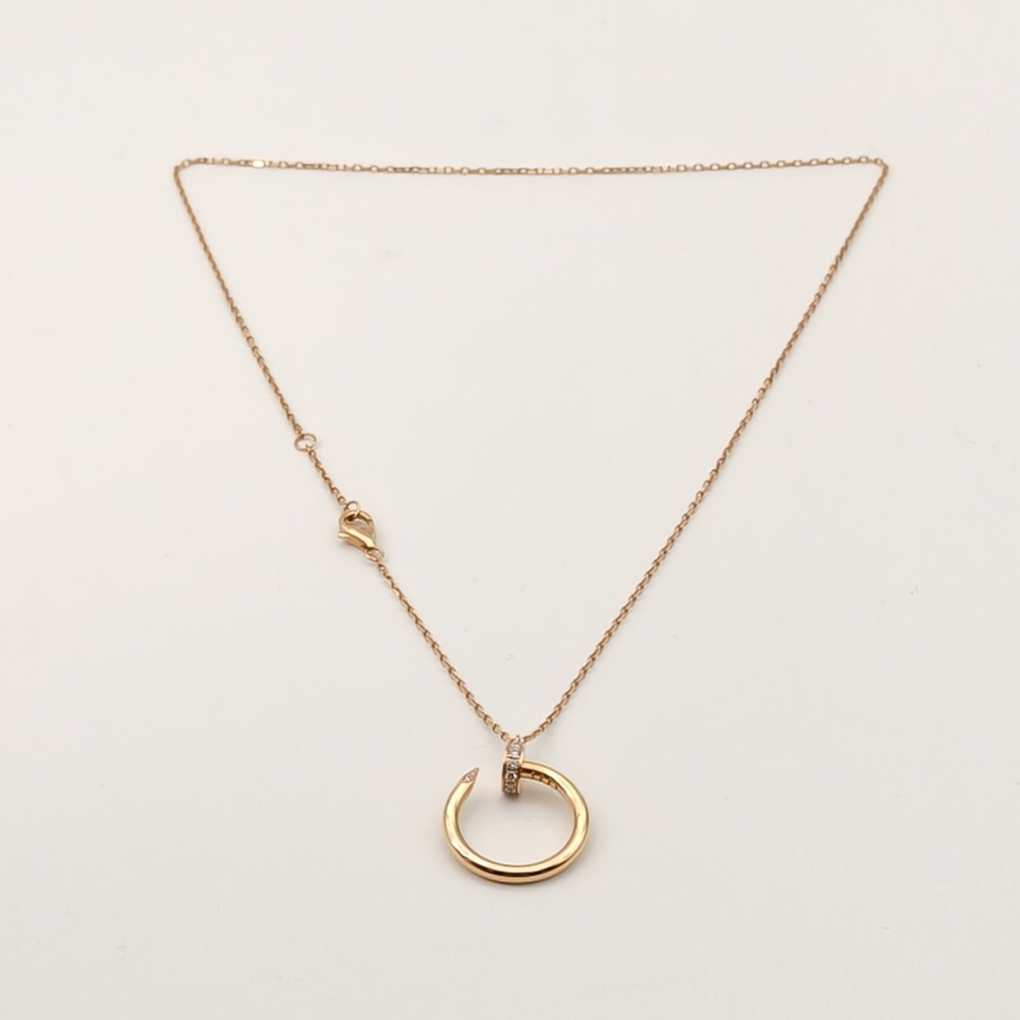 CARTIER JUSTE UN CLOU 18K Gold 14 Diamonds Necklace 18K Rose Gold,Diamond-Hana Vintage