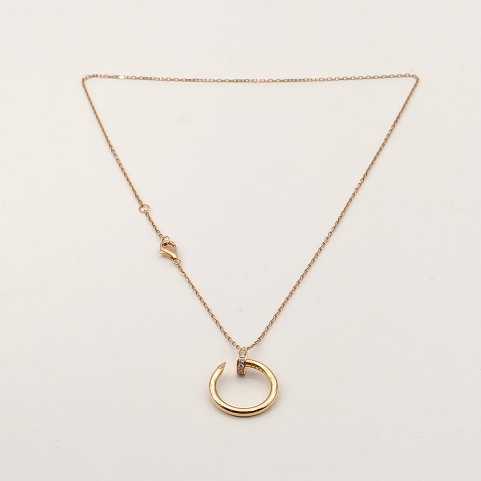 CARTIER JUSTE UN CLOU 18K Gold 14 Diamonds Necklace 18K Rose Gold,Diamond-Hana Vintage