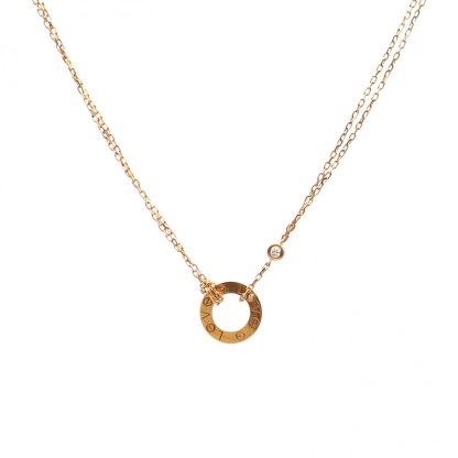 CARTIER LOVE 18K Gold Pendant Necklace with 2 Diamonds 18K Rose Gold,Diamond-Hana Vintage
