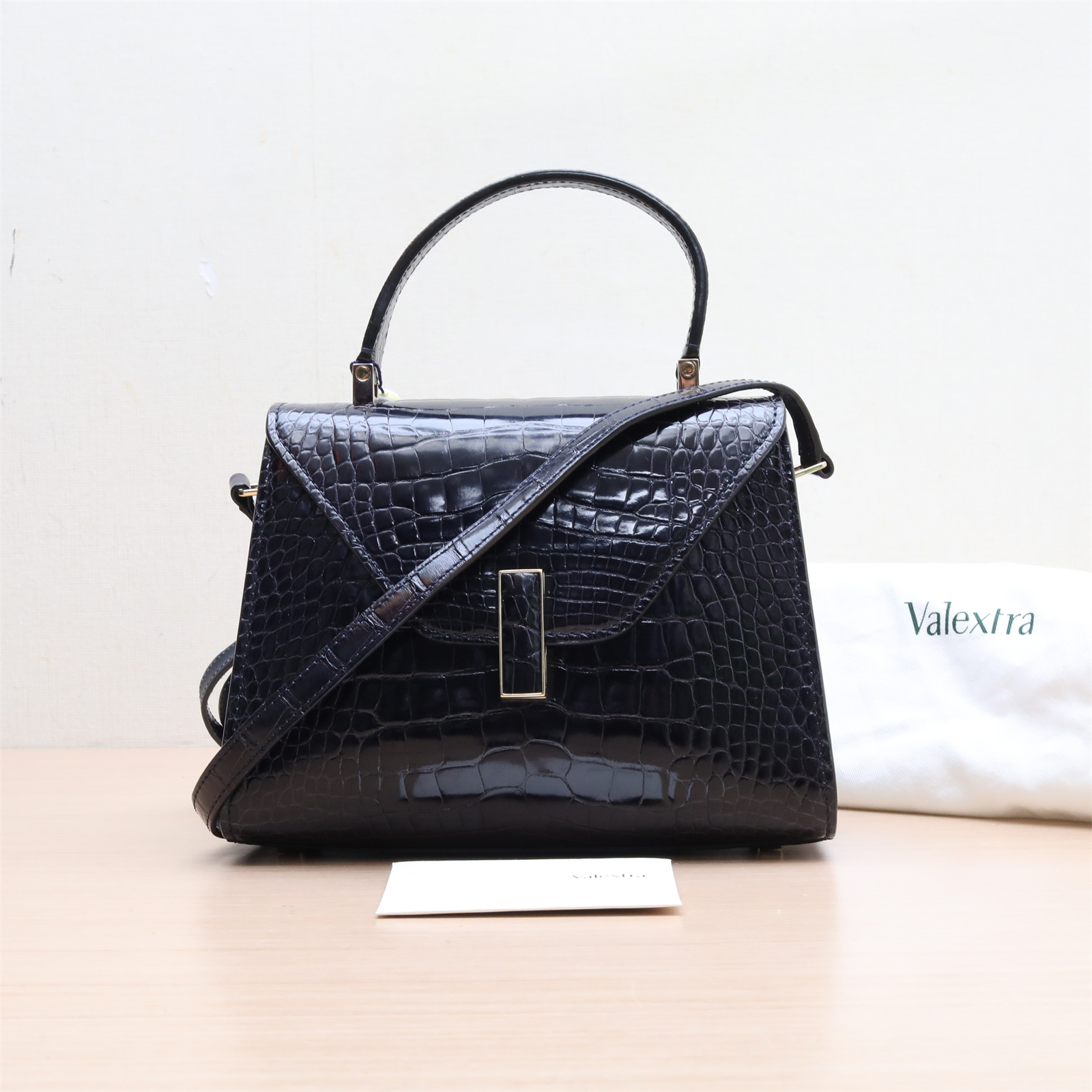 *Valextra Iside Rectangular Buckle Shoulder Bag, Small Size-Hana Vintage