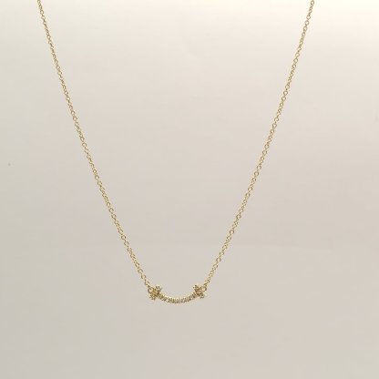 TIFFANY&CO Tiffany T Smile Necklace mini Pavé Diamonds 18K Gold,Diamond-Hana Vintage