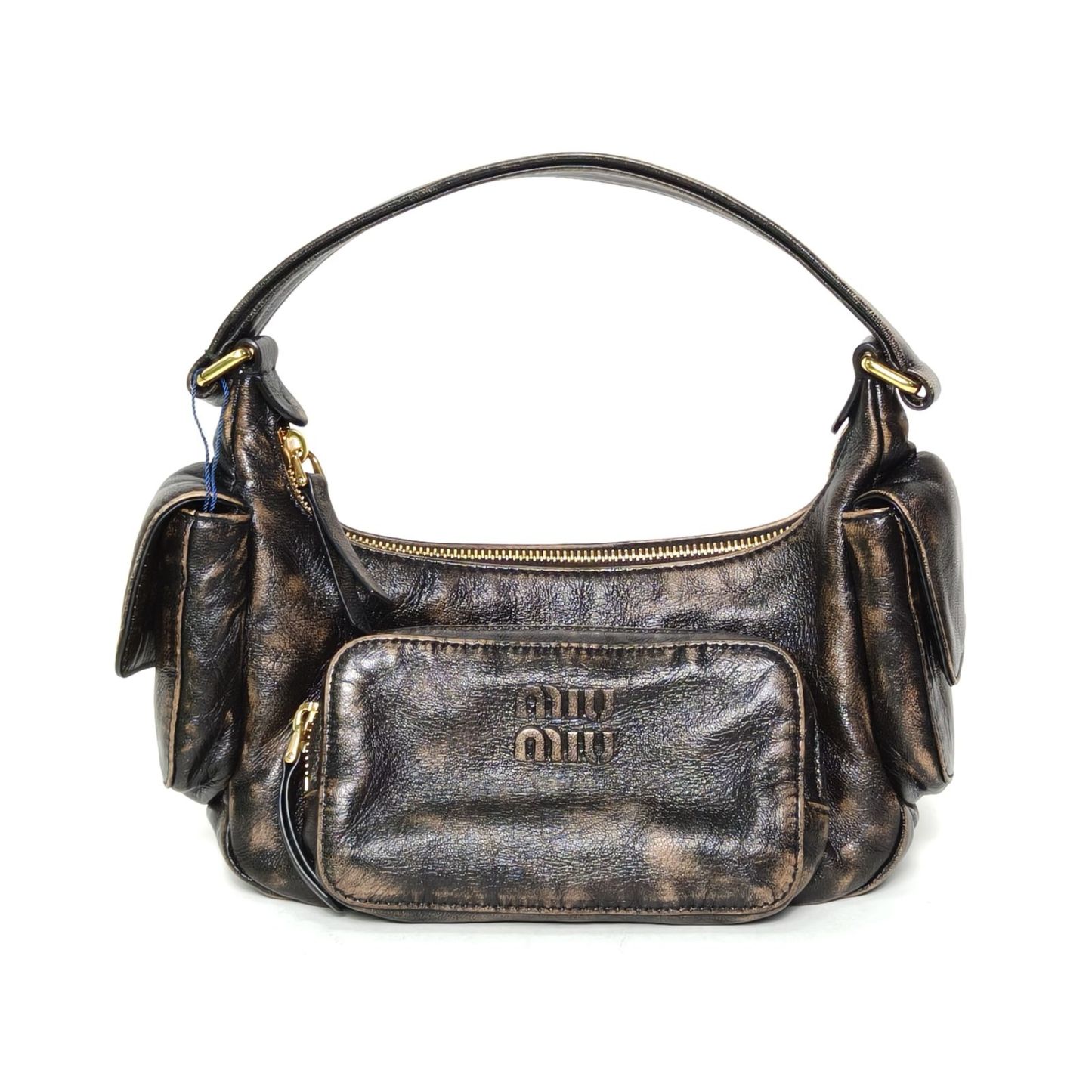 *MIUMIU Hobo Motorcycle Bag Embossed Engraved Logo-Hana Vintage