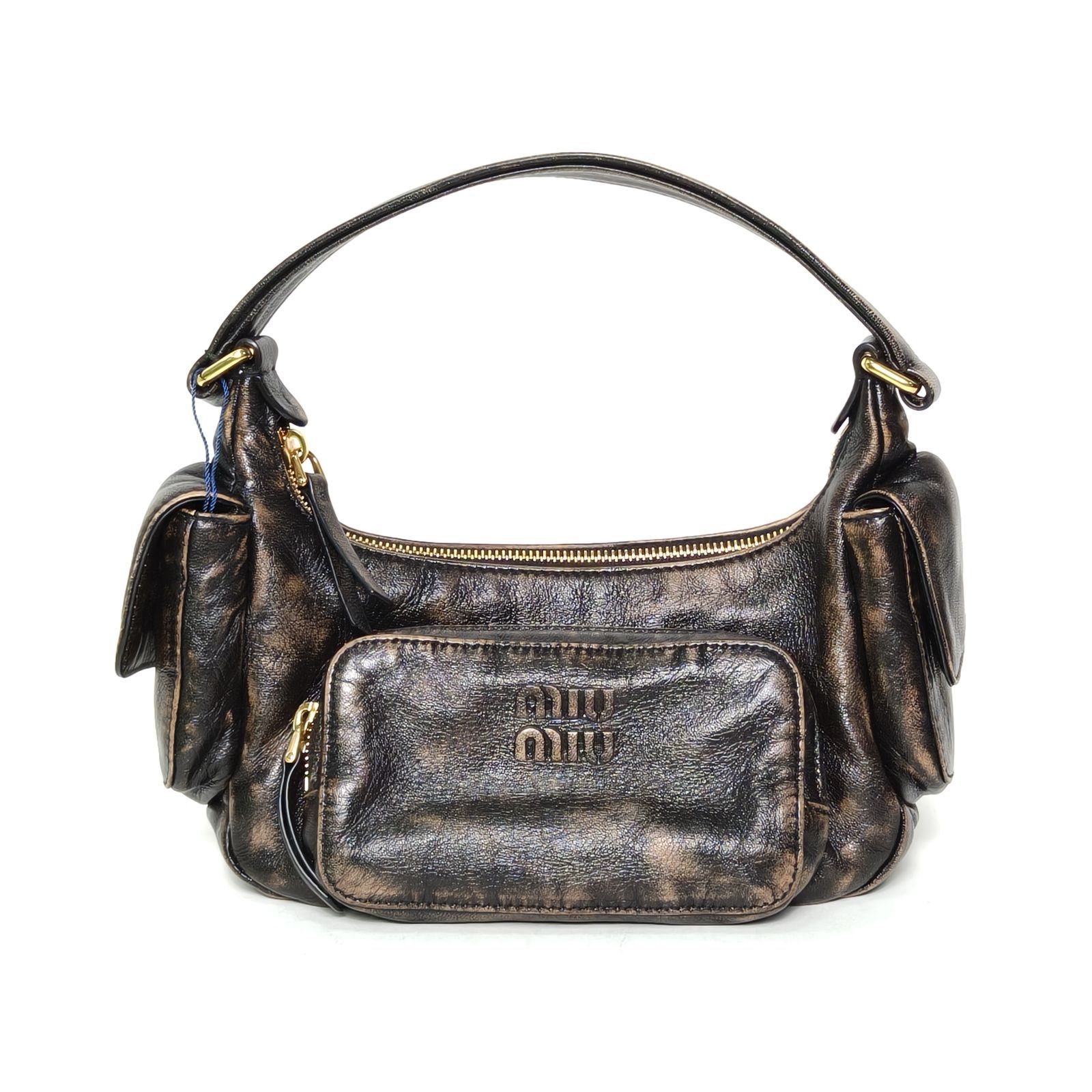 *MIUMIU Hobo Motorcycle Bag Embossed Engraved Logo-Hana Vintage