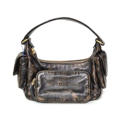 *MIUMIU Hobo Motorcycle Bag Embossed Engraved Logo-Hana Vintage