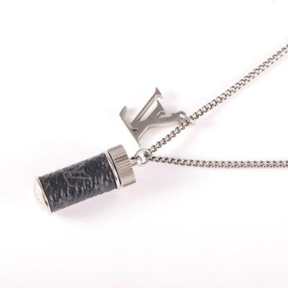LOUIS VUITTON Monogram Eclipse Perfume Bottle Necklace Sweater Chain Alloy-Hana Vintage