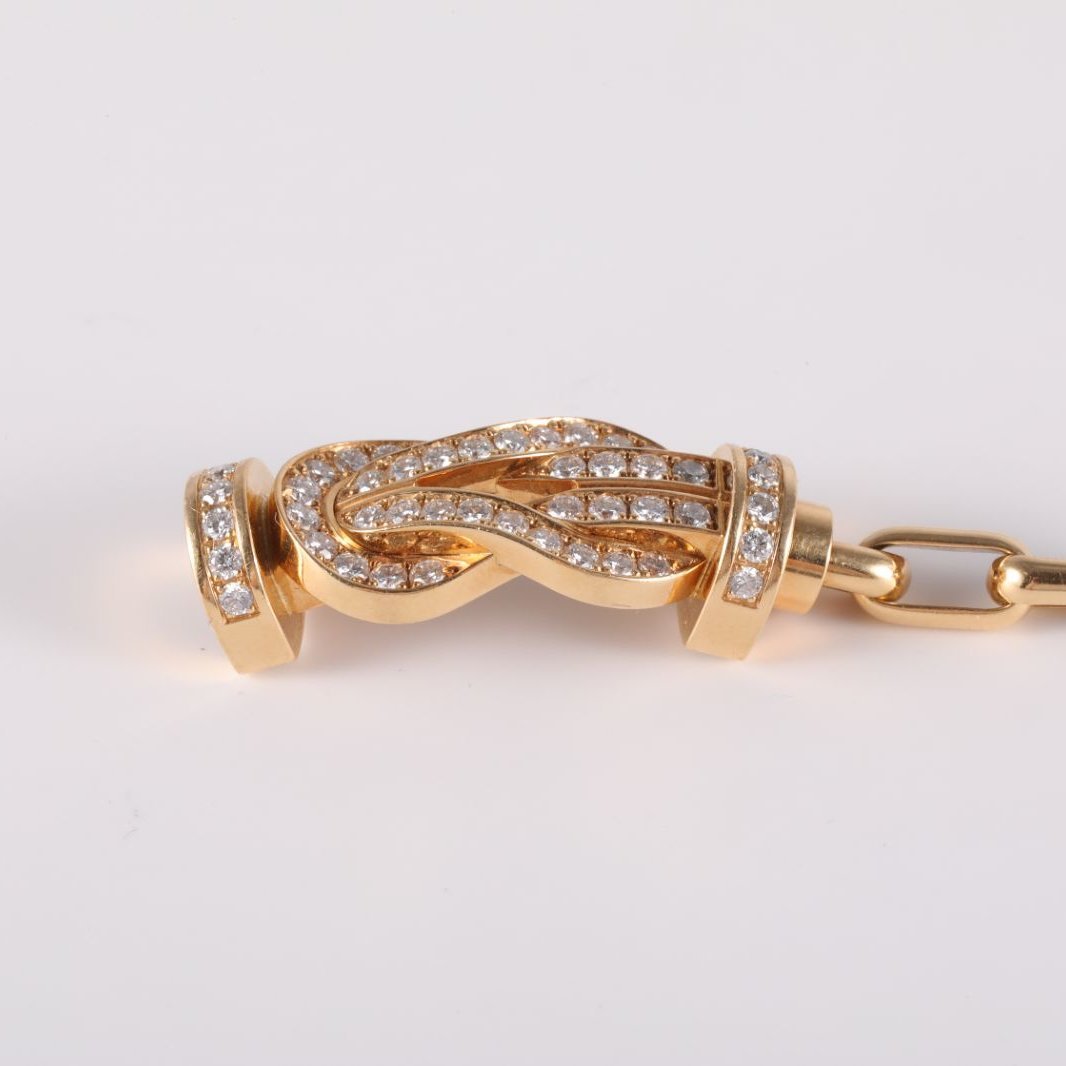 Fred Gold Bracelet Large Size Pave Diamond 18K 18K Gold,Diamond-Hana Vintage