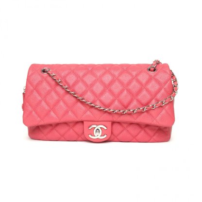 *CHANEL Red 2015 Sliver Hardware Quilted Pattern Seasonal Style with Zipper Camera Bag CF Flap Bag 30cm-Hana Vintage
