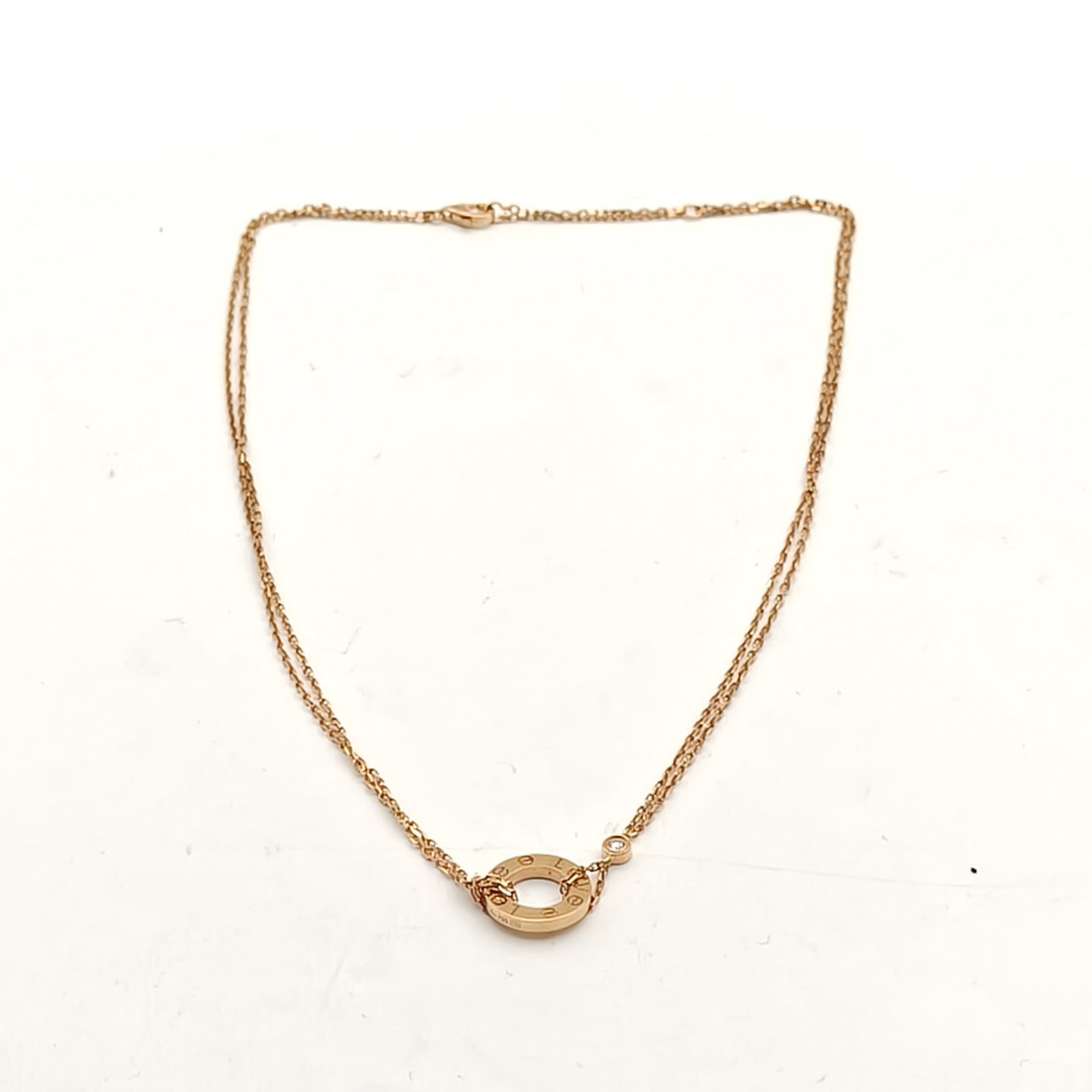 CARTIER LOVE 18K Gold Pendant Necklace with 2 Diamonds 18K Rose Gold,Diamond-Hana Vintage