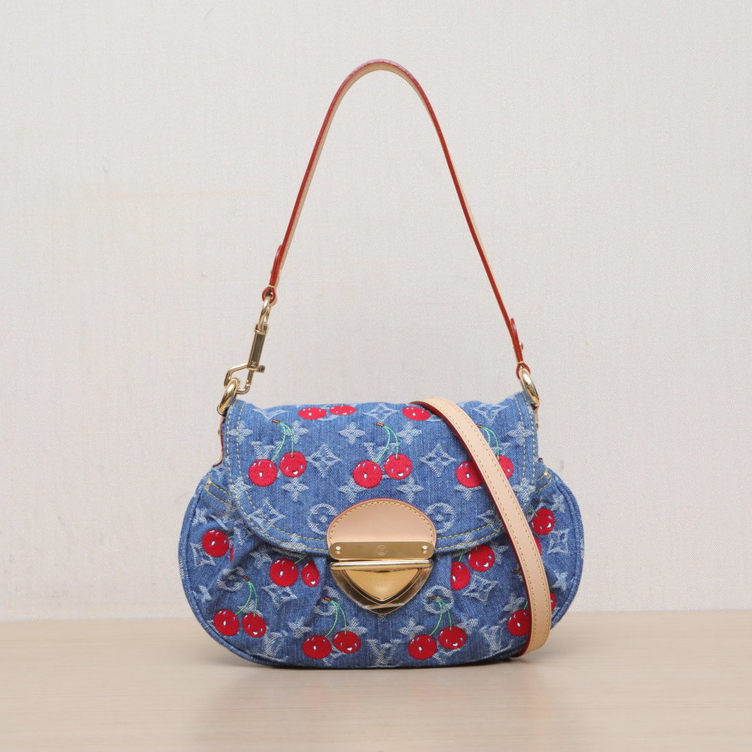 *LOUIS VUITTON TAKASHI MURAKAMI Cherry Series Denim Monogram Crossbody and Shoulder Bag-Hana Vintage