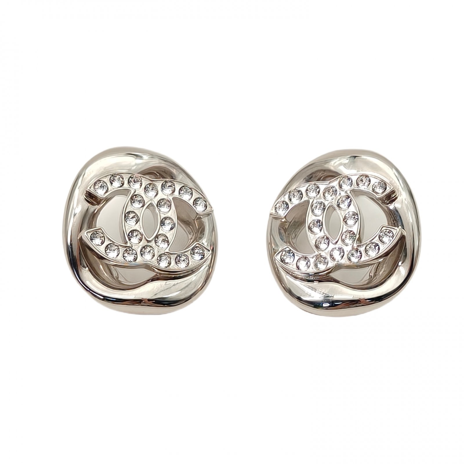 CHANEL 25S Crystal Double C Inlaid Square Earrings Alloy-Hana Vintage