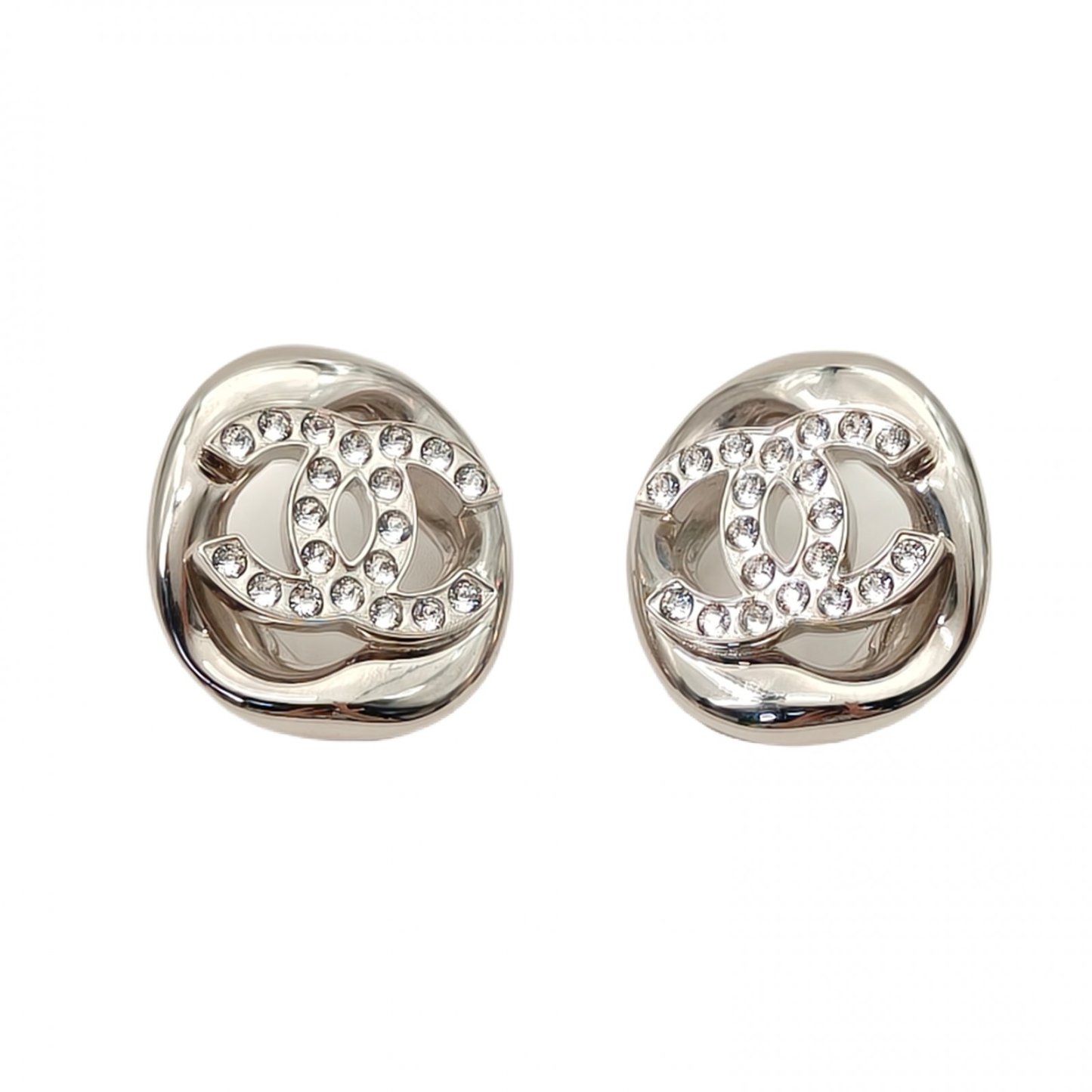 CHANEL 25S Crystal Double C Inlaid Square Earrings Alloy-Hana Vintage