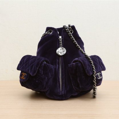 CHANEL Vintage Showpiece Velvet Mini Frog Bag, Purple Velvet, 2013, Sliver Hardware