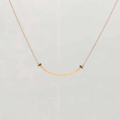 TIFFANY&CO Tiffany T Smile Necklace Small 18K Rose Gold-Hana Vintage