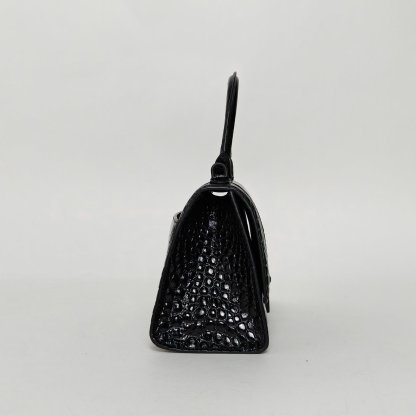 *BALENCIAGA Alligator-embossed Hourglass Handbag, Size S, Black Hardware-Hana Vintage