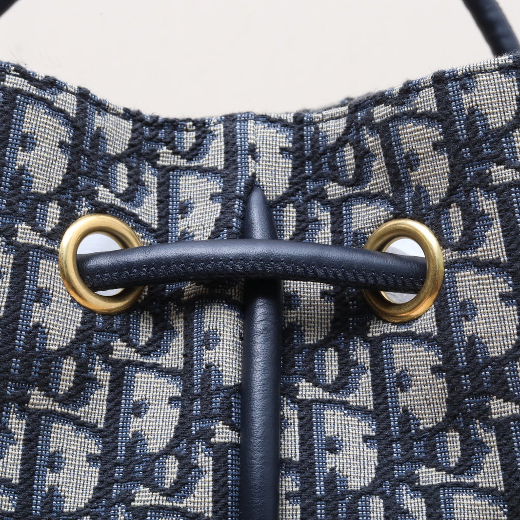DIOR Ink blue canvas, gold hardware, 2024 Bucket Bag Nolita, Hanging Basket Bag with detachable shoulder strap
