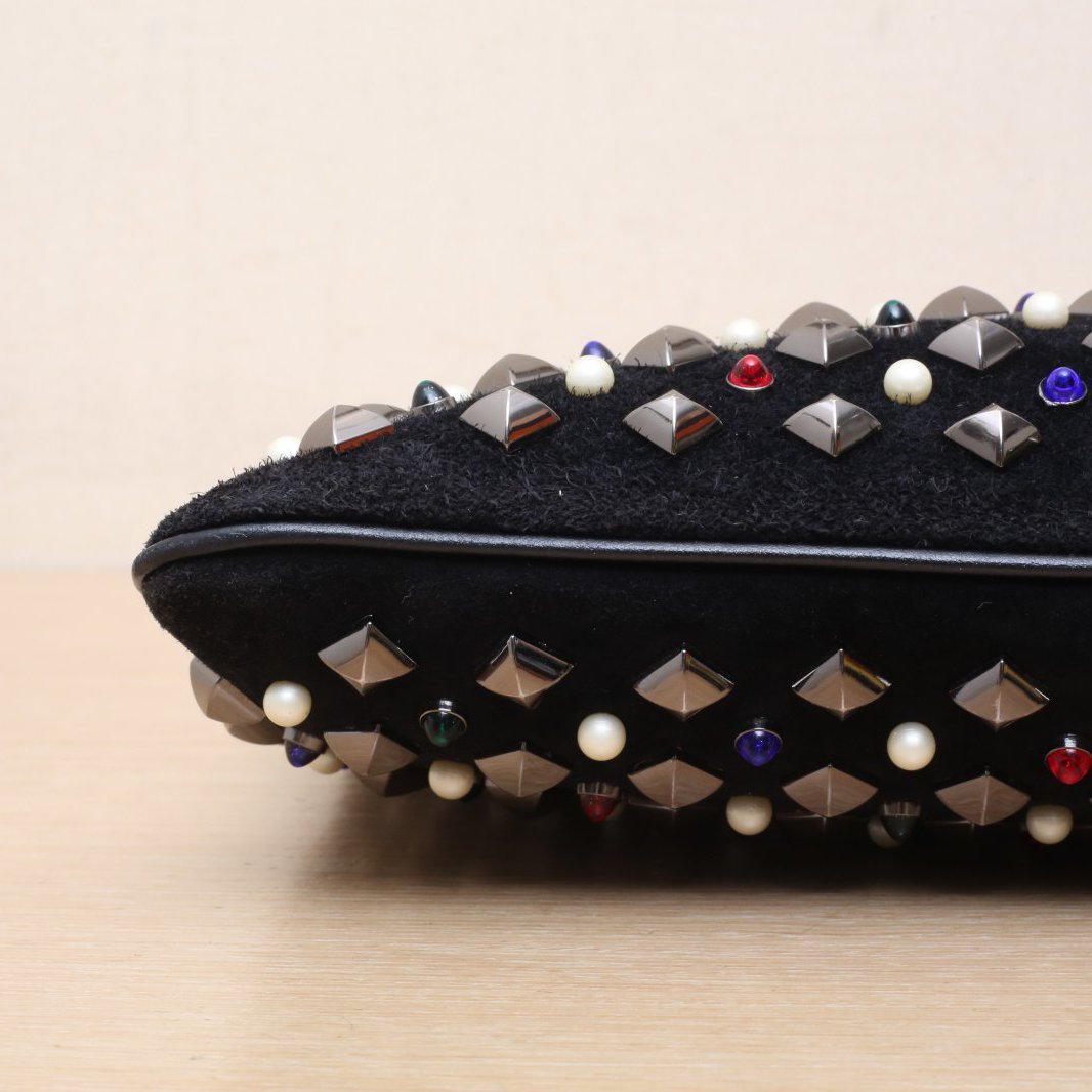 *Christian Louboutin Black velvet rivet crossbody bag-Hana Vintage