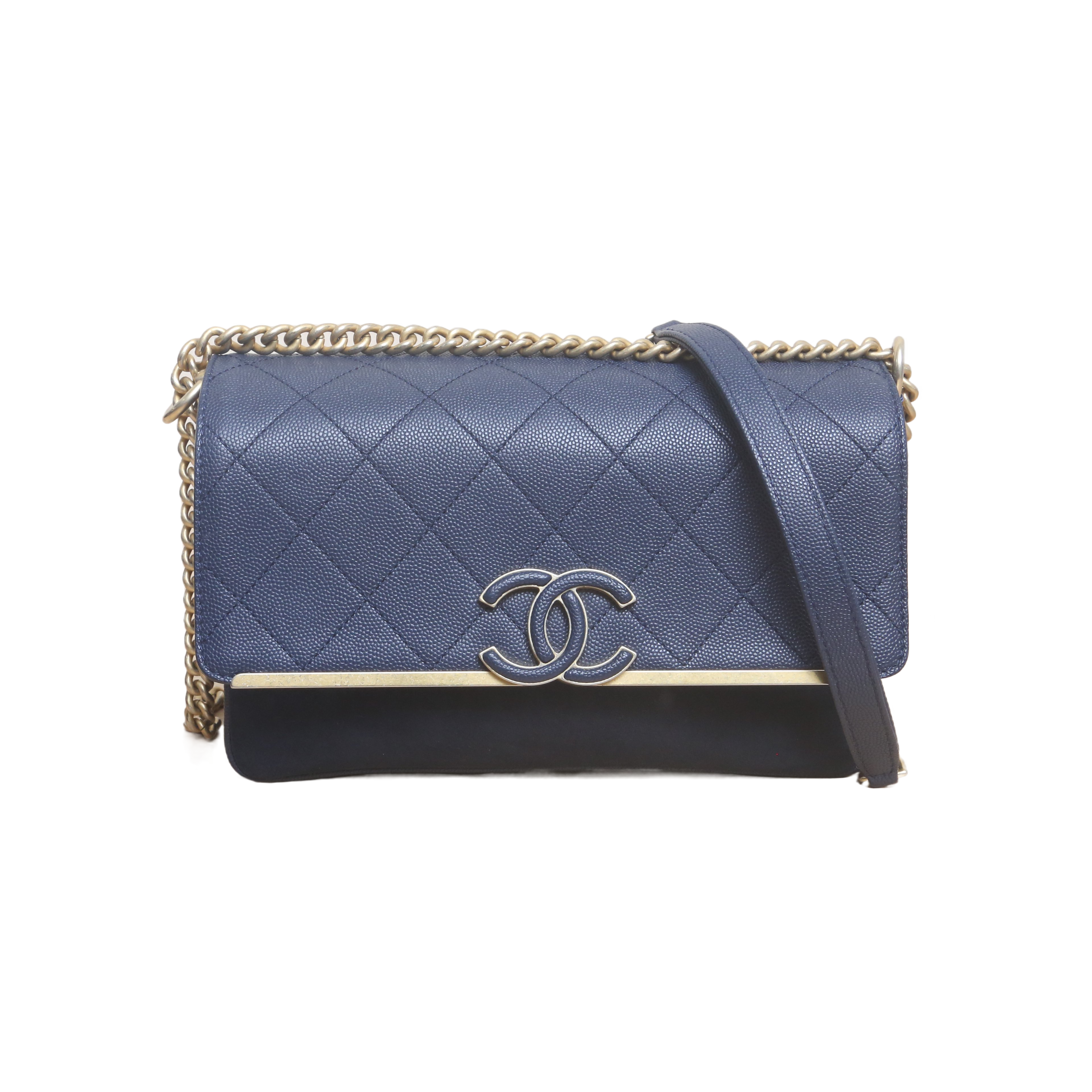 *CHANEL Blue Suede, Gold Hardware, 2019 CF Seasonal Flap Shoulder Bag