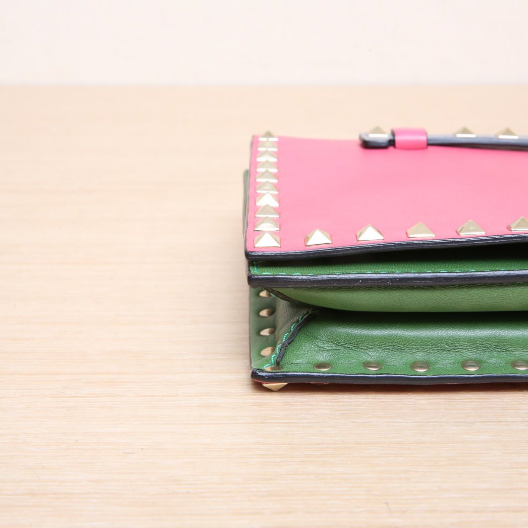 *VALENTINO Color-blocked Rivet Clutch Bag 28CM-Hana Vintage