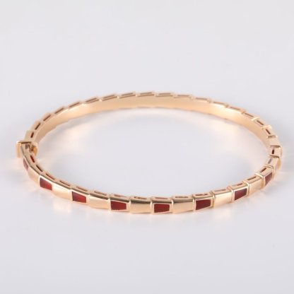 BVLGARI Rose gold Serpenti Viper collection inlaid narrow snake bone bracelet Size M 18K 18K Rose Gold-Hana Vintage