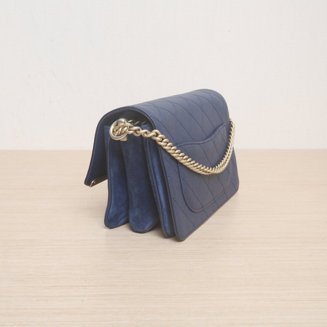 *CHANEL Blue Suede, Gold Hardware, 2019 CF Seasonal Flap Shoulder Bag