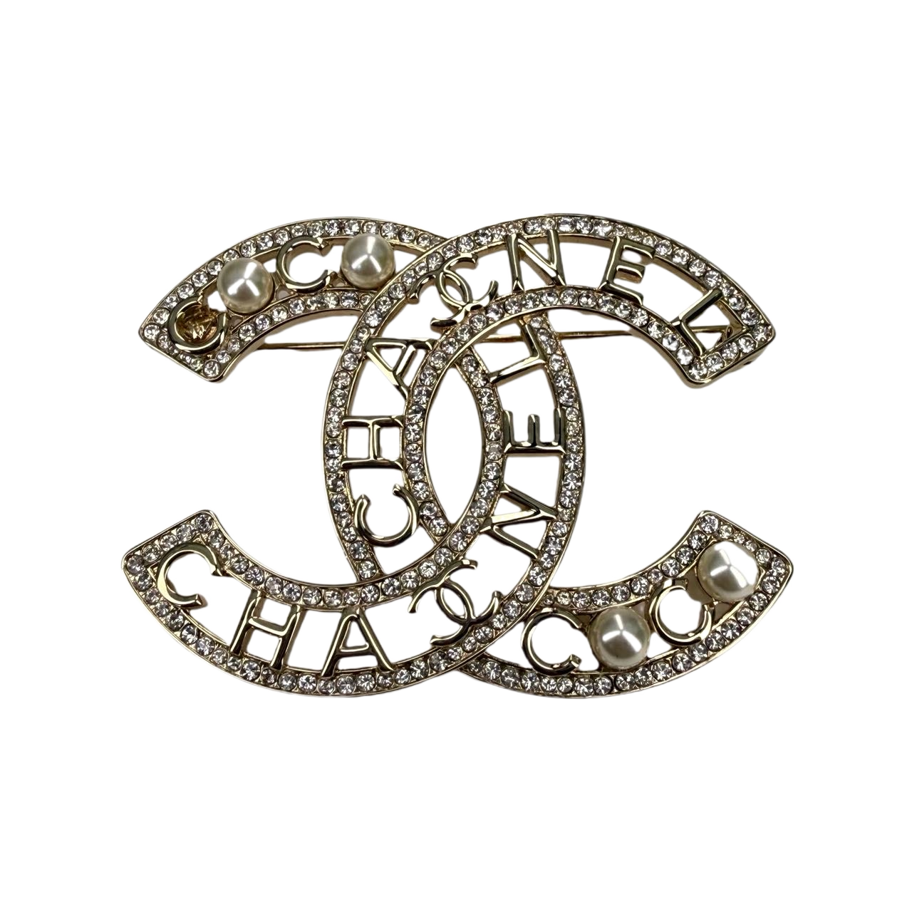 CHANEL 22V Crystal Brooch Alloy-Hana Vintage