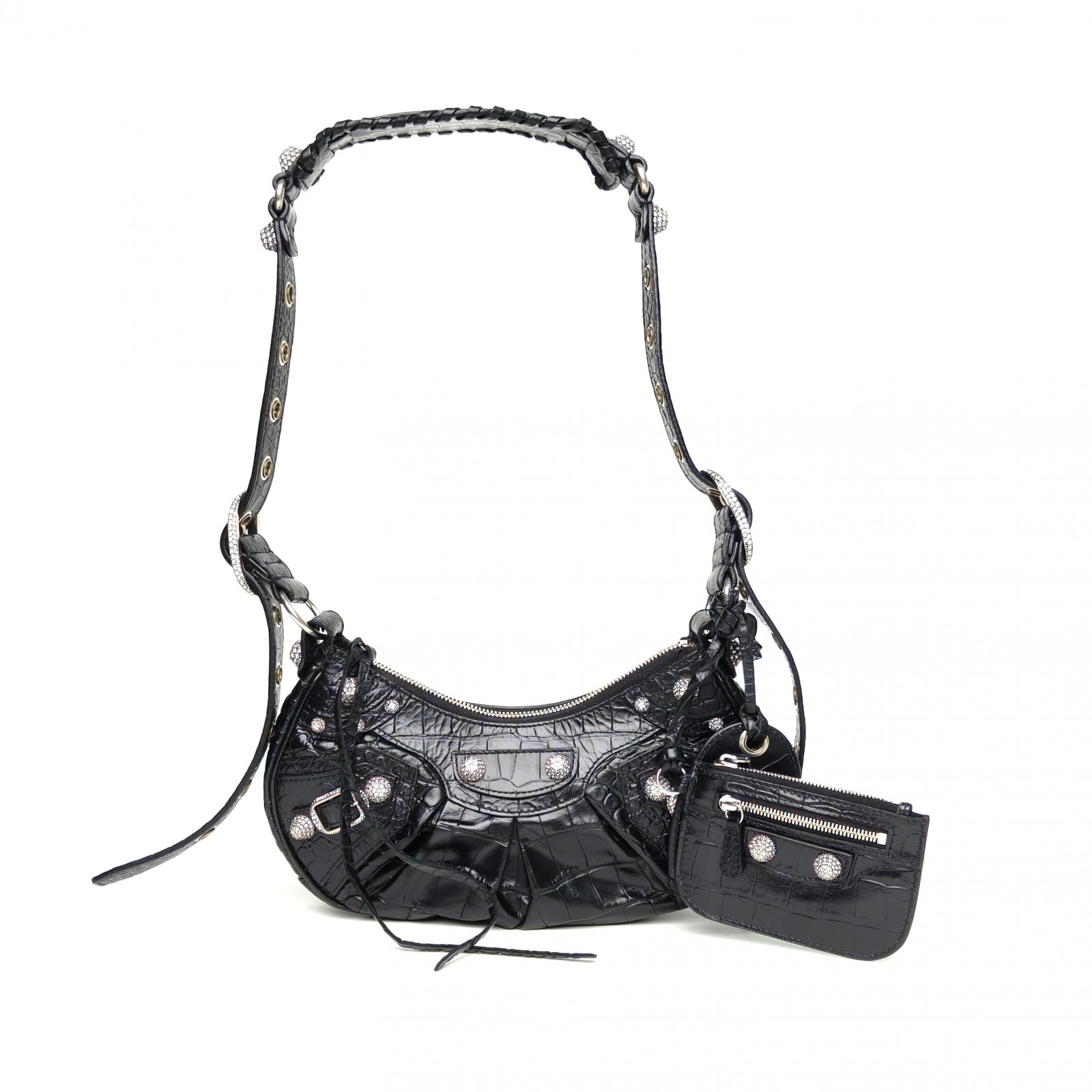 *BALENCIAGA Le Cagole Motorcycle Loop xs 25.9cm Crocodile Embossed-Hana Vintage