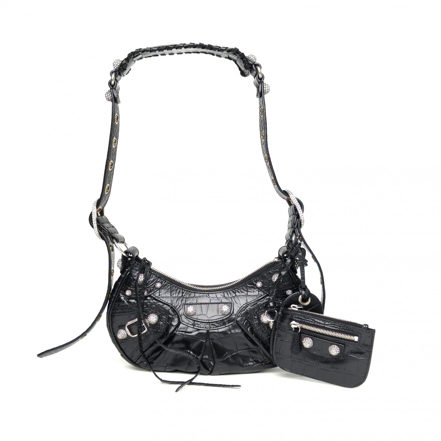 *BALENCIAGA Le Cagole Motorcycle Loop xs 25.9cm Crocodile Embossed-Hana Vintage