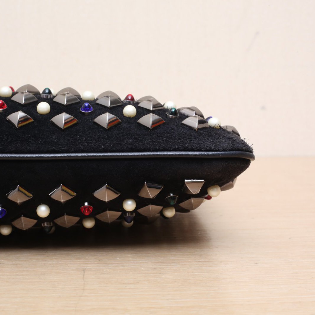 *Christian Louboutin Black velvet rivet crossbody bag-Hana Vintage