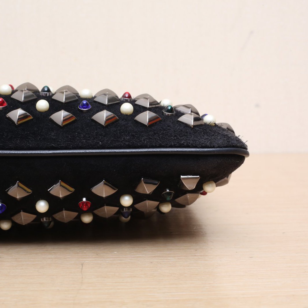 *Christian Louboutin Black velvet rivet crossbody bag-Hana Vintage