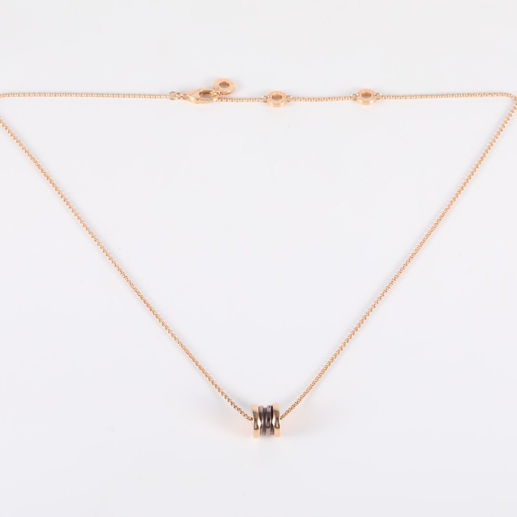 BVLGARI Rose Gold Coil Brown mini Necklace 18K 18K Rose Gold-Hana Vintage