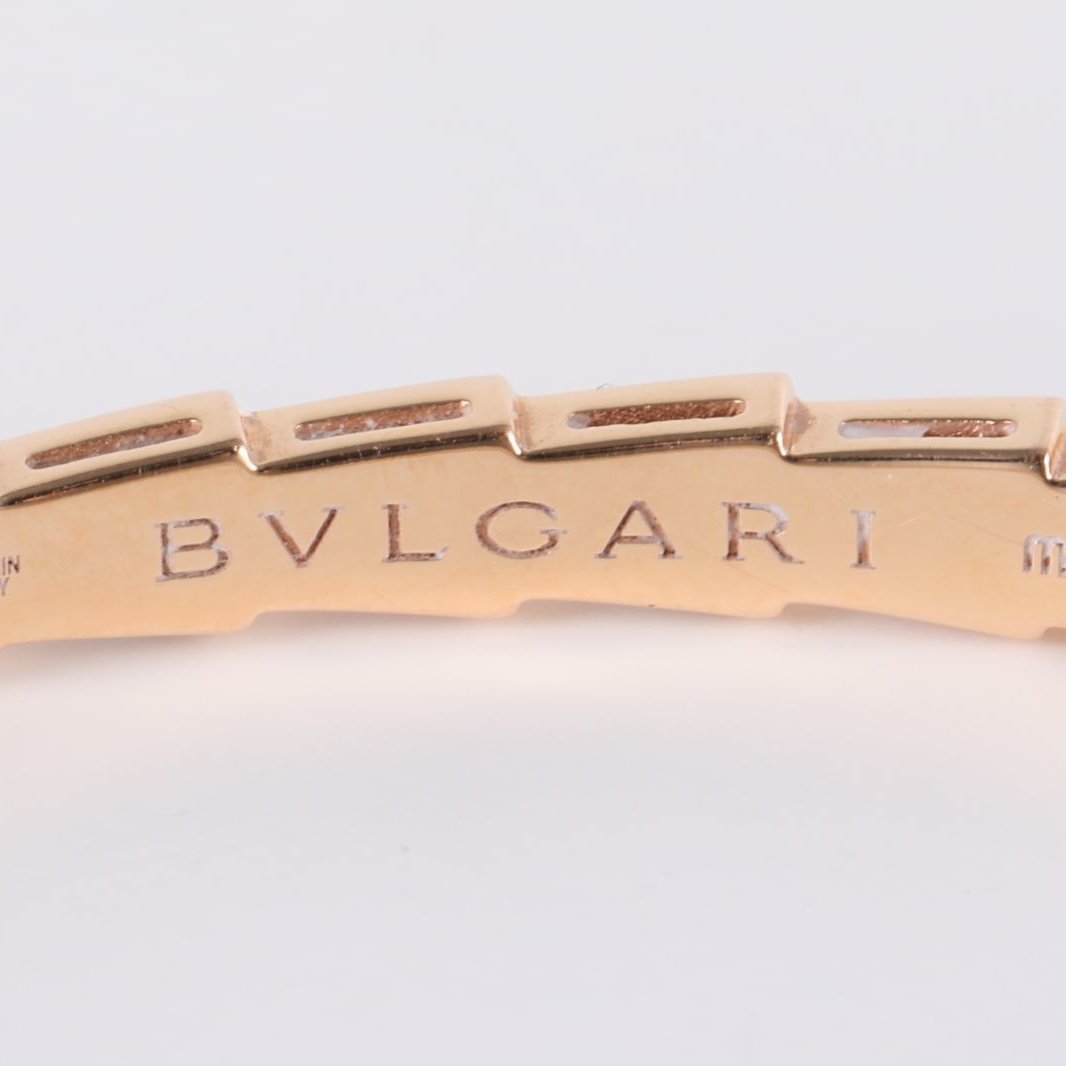 BVLGARI Rose gold Serpenti Viper collection inlaid narrow snake bone bracelet Size M 18K 18K Rose Gold-Hana Vintage