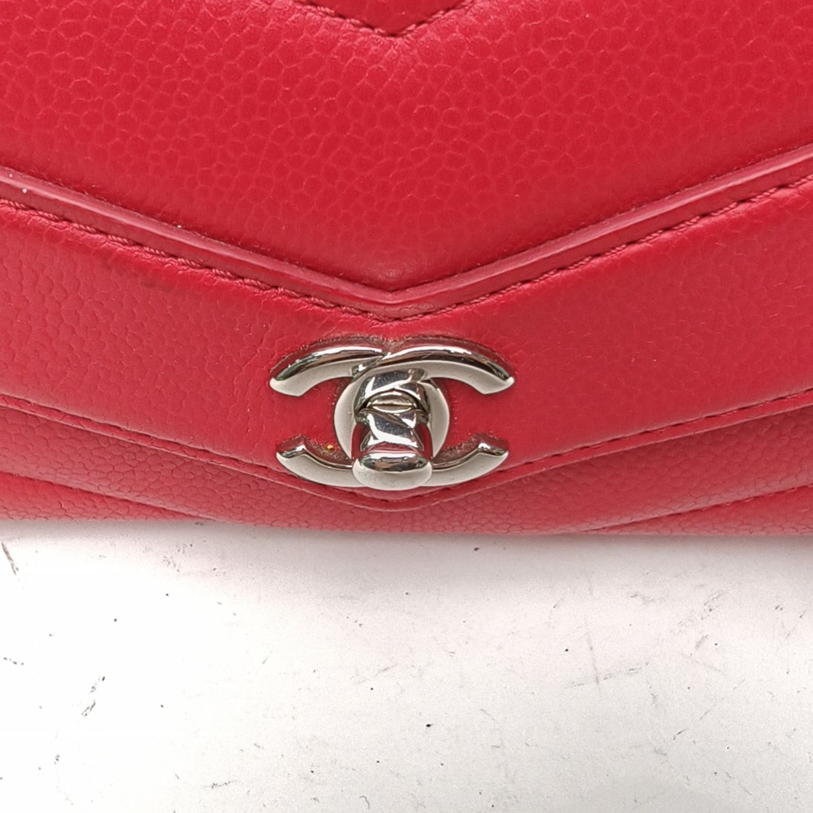 CHANEL Red 2018 Sliver Hardware CF Flap Bag Seasonal mini 18cm V-shaped