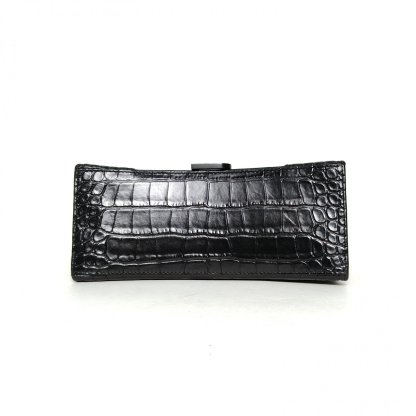 *BALENCIAGA Alligator-embossed Hourglass Handbag, Size S, Black Hardware-Hana Vintage