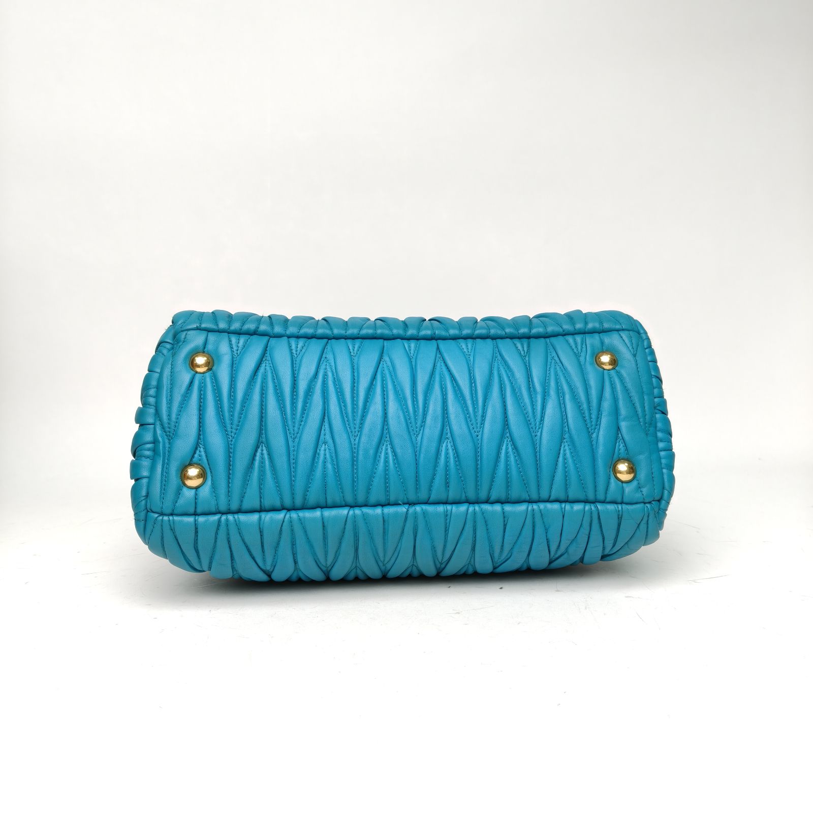 *MIUMIU Blue pleated hand-held Alma With Detachable Pouch-Hana Vintage