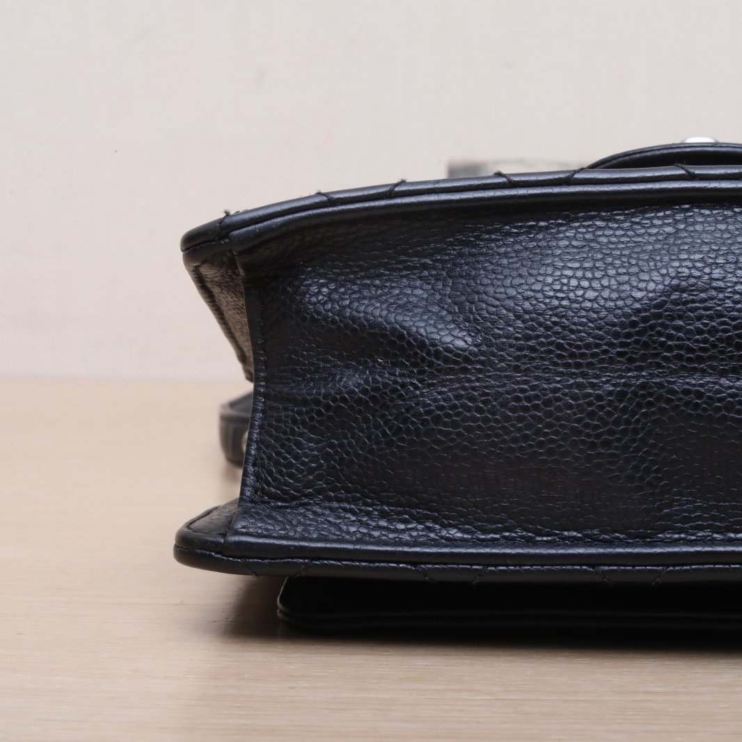 *CHANEL Black 2014 Sliver Hardware CF Seasonal Style Thick Chain Handle Large Mini-Hana Vintage