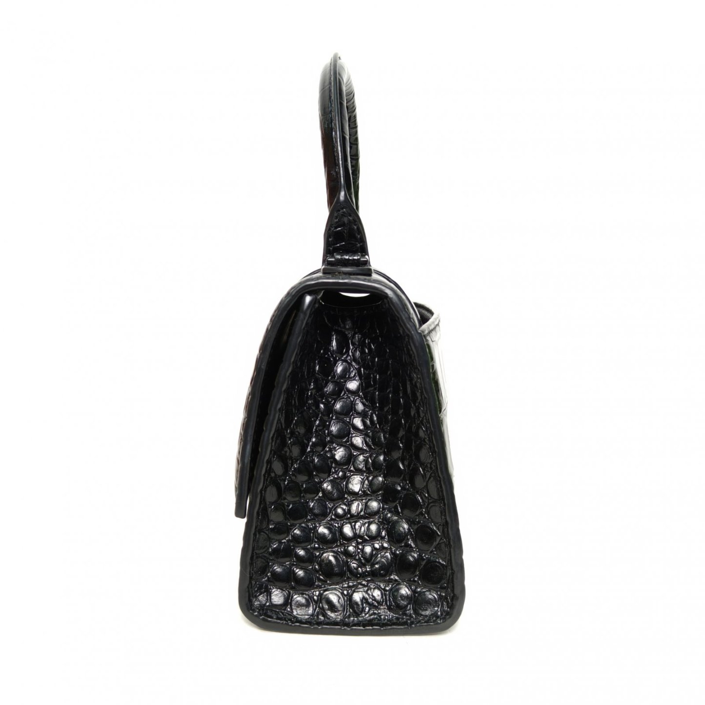 *BALENCIAGA Crocodile Embossed Hourglass Handbag XS size Black Hardware-Hana Vintage